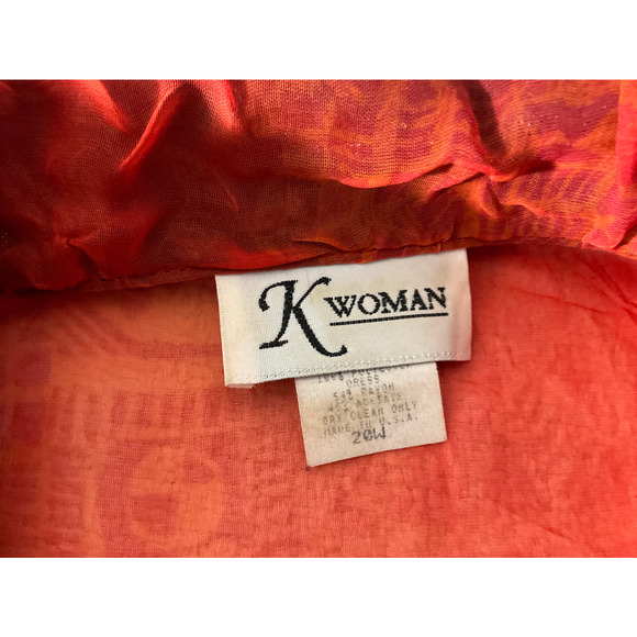 K Woman's 2-Piece 20W Red Dress Set Vintage Sheer Overlay Blouse Made in USA - Picture 9 of 16